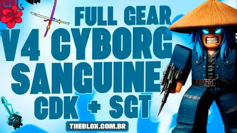 [PROMO]〔🤖🩸⚔️🎸❄️〕V4 CYBORG FULL + SANGUINE ART + CDK + SKULL GUITAR + GHM + LVL MAX + FRUTAS E ITENS