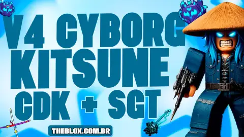 〔🤖🦊⚔️❄️〕V4 CYBORG FULL + KITSUNE + SKULL GUITAR + CDK + GHM + LVL MAX + FRUTAS E ITENS