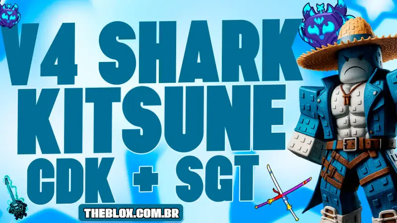 〔🦈🦊⚔️❄️〕V4 SHARK FULL + KITSUNE + SKULL GUITAR + CDK + GHM + LVL MAX + FRUTAS E ITENS