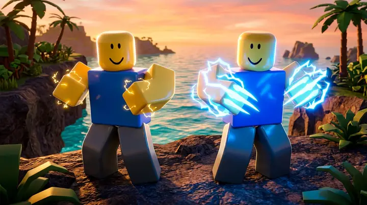 Comparação lado a lado entre o estilo Electric e o Electric Claw no Blox Fruits, com garras elétricas maiores no segundo